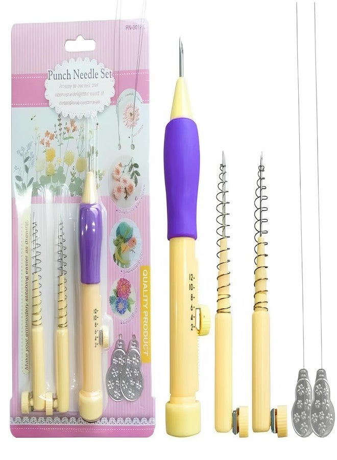 Gemsy Punch Needle Set for Embroidery with 3 Needles & Threaders - Adjustable Embroidery Pen - DIY Needlework Tool Kit for Dimensional, Ribbon, Satin Stitch, and Loop Embroidery - Image 1